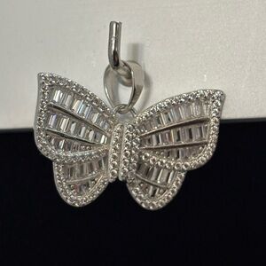 Butterfly Baguette Pendant CZ Sterling Silver